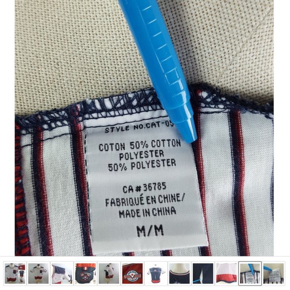 Cat Out La Marine Women sz M Cropped Shirt Front Stripes Mesh and Polyester back - Picture 7 of 9